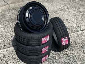 送料無料/オシャレ鉄ちん 14インチ4.5J+45 TOYO SD-K7 155/55R14 69V ブラックCAP ハイゼット/キャリィ/エブリィ/N-VAN/軽バン/軽トラ