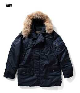 Houston/ real fur /N-3B/ navy /XXL/50317/ flight jacket /N-1