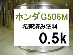 ◆ ホンダG506M　希釈済　塗料　0.5ｋ　ミントオパールグリーンM　キャパ　カラーナンバー　カラーコード　Ｇ５０６Ｍ