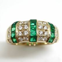 【Queen Jewelry(クイーンジュエリー)】天然エメラルドリング メレダイヤ K18(750) 6.3g【サイズ変更無料】【新品仕上げ済】ED1_画像2