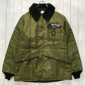 90s USA製 RefrigiWear リフリッジウェア 中綿入り リップストップナイロン ボア襟 ワークジャケット XLサイズ ビッグサイズ