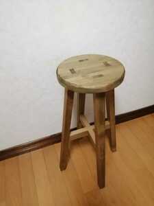 木製スツール　高さ40cm　丸椅子　stool　猫犬