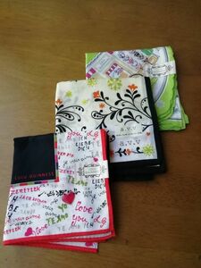 新品 a.v.v ルルギネス ハンカチ 3枚セット LULU GUINNESS handkerchief 送料込み