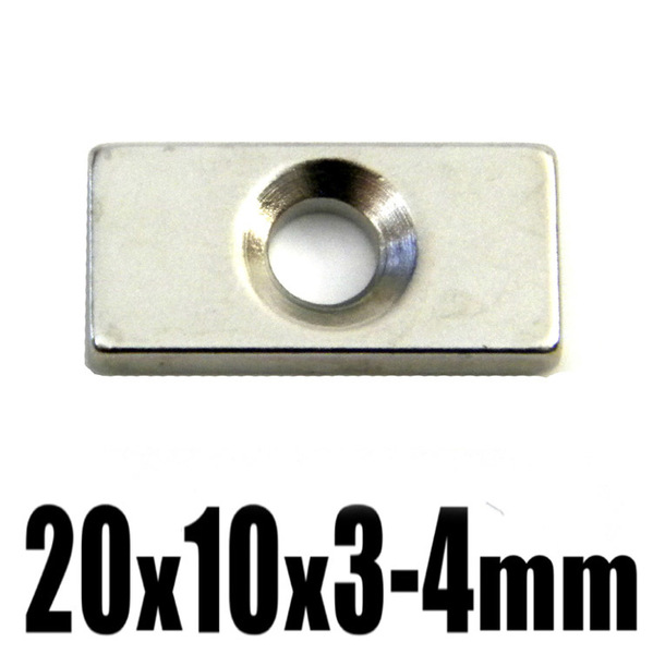 【5個】 ネオジウム 超強力 磁石 ★ 縦横 20mm×10mm（厚さ3mm 穴4mm）