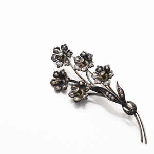 1940s* Vintage серебряный × жемчуг цветок брошь 