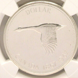 1967年 カナダ 1ドル銀貨 NGC PL65 CAMEO 建国100周年記念銀貨