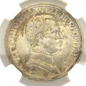 1914年 R イタリア 2リラ銀貨 NGC AU58 ヴィットーリオ・エマヌエーレ3世