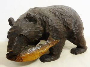 【インパクトあります】木彫りの熊 クマ 北海道 アイヌ 古民芸品 オブジェ 彫刻 昭和レトロ