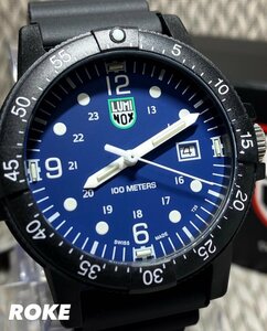 南米限定 限定グリーンエンブレム 新品 ルミノックス LUMINOX シーバスカルボノックス 腕時計 100m防水 アウトドア レジャー ブルー