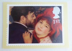 英国 切手 Royal Mail Greetings Stamps キス&ラブ切手帳とポストカード ルノワール 《田舎のダンス》 アリーヌ オルセー美術館