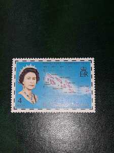 未使用　エリザベス女王　1974年　英連邦ソロモン諸島　訪問　4セント切手