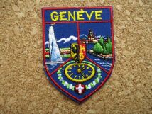 80s スイス ジュネーヴ湖GENEVE ビンテージ刺繍ワッペン/噴水ヨーロッパ旅行エンブレム パッチ土産スーベニア アップリケ白鳥ジュネーブ湖_画像1