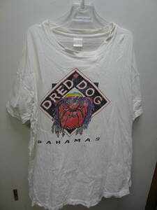 全国送料無料 アメリカ USA古着 80-90年代 RED DOG のパロディ ドレッドドッグ DRED DOG BAHAMAS プリント メンズ Tシャツ たぶんL