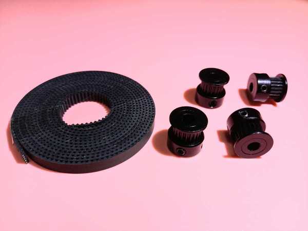 CNC用 20歯 滑車 Pulley 4個 + ゴムベルト 2m