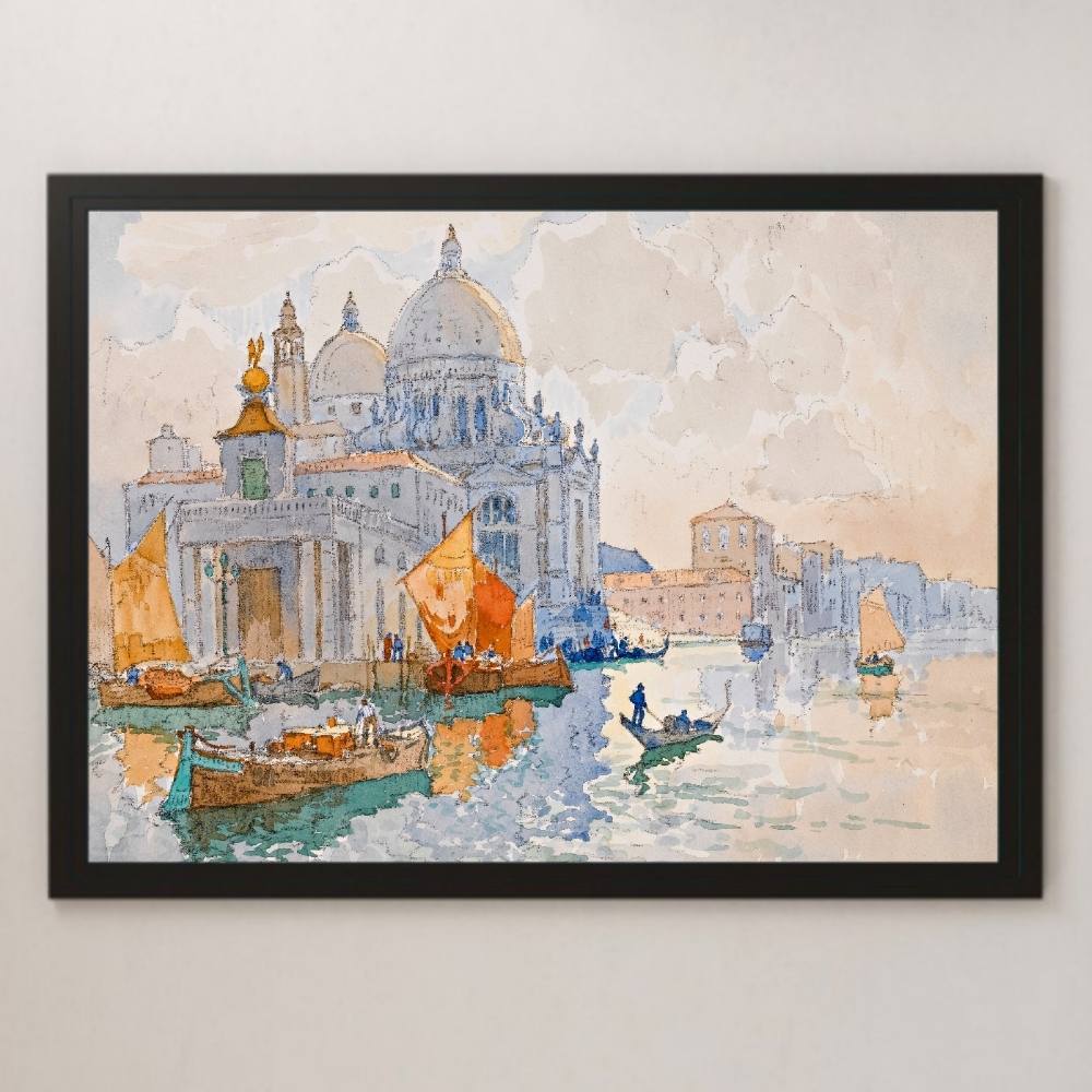 Gorbatov Cathedral of Santa Maria della Salute Painting Art Glossy Poster A3 Bar Cafe Classic Interior Landscape Painting Italy, residence, interior, others