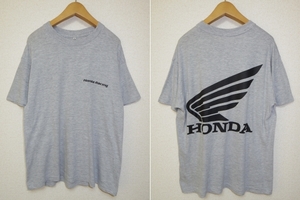 ■HONDA RACING ホンダレーシング■ウイング マーク Tシャツ■メンズ M 霜降りグレー ビッグ デカ ロゴ プリント■車 カー バイク