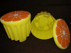 フルーツ　オレンジ柄　スツール　収納BOX