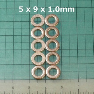 copper washer 10 pieces set M5 (5 x 9 x 1.0mm crush washer )
