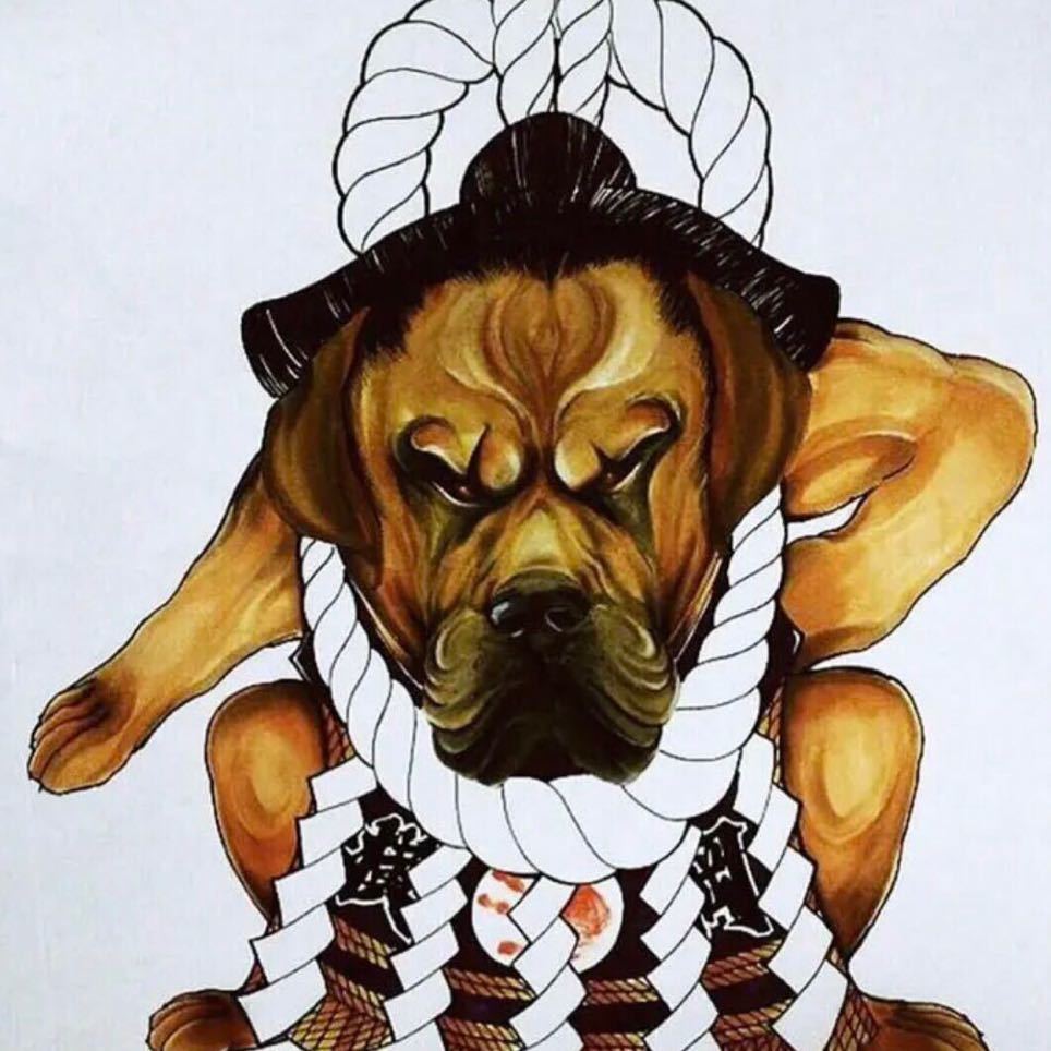 Собака Тоса Ёкодзуна борется сумо, произведение искусства, Рисование, другие