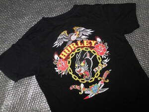 Used ハーレー Tシャツ Mサイズ ブラック 黒 HURLEY 半袖 スカTシャツ風