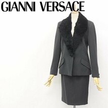 美品◆GIANNI VERSACE COUTURE ジャンニ ヴェルサーチ クチュール ショールカラー ジャケット＆スカート スーツ セットアップ 38_画像1