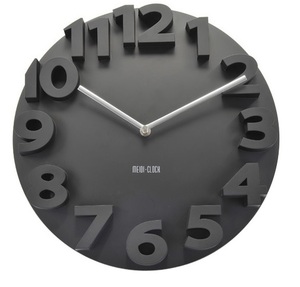 3Ｄ 立体 掛け時計 モダン デザイン ウォールクロック 壁 (35cm 黒)