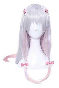  жаростойкий длинный парик e роман ga. сырой Izumi . туман способ украшение для волос шпилька имеется градация серебряный розовый 