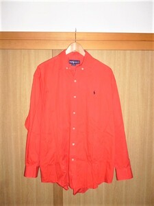 ※Ralph Lauren BLAIREラルフローレン上質厚手生地シャツLレッドカラーポニーアメリカ※