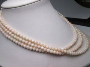 *SILVERbook@.. sphere 5mm~6mm. 3 ream volume necklace 46g