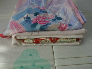 * simplified. long-sleeved kimono, fine pattern, white cloth etc. 5 point together *