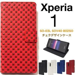 Xperia 1 SO-03L SOV40 802SO チェック柄 手帳型ケース/エクスペリア ワン
