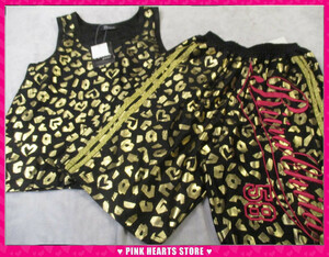  new goods Kids *Riira Leopard lame print tank top + short pants set 130cm 05-160 05-161