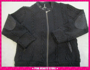  new goods Kids *Grand garcon( gran Garcon ) knitted front opening Zip blouson black 130cm 04-8075