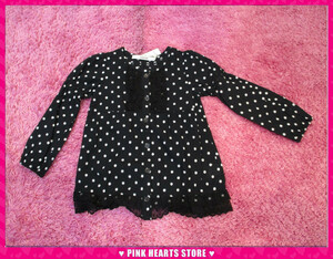  new goods Kids * price cut!!mia mail( mia mail ) polka dot smock blouse black 100cm 06-2933
