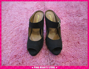 new goods lady's shoes *11cm height heel mules black L size 51-32064