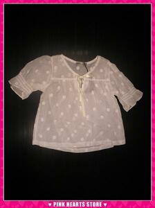 new goods Kids * dot cut Boyle smock blouse 110cm white 