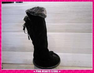  new goods lady's shoes * price cut!! knee high boots suede black 38 51-34801