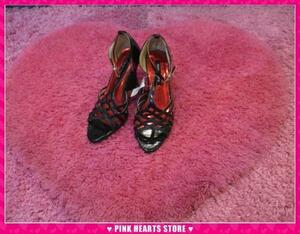新品レディース靴◇Jerry Girl ラメウエッジソールサンダル 黒ラメ 37(23.5cm) 51-9325
