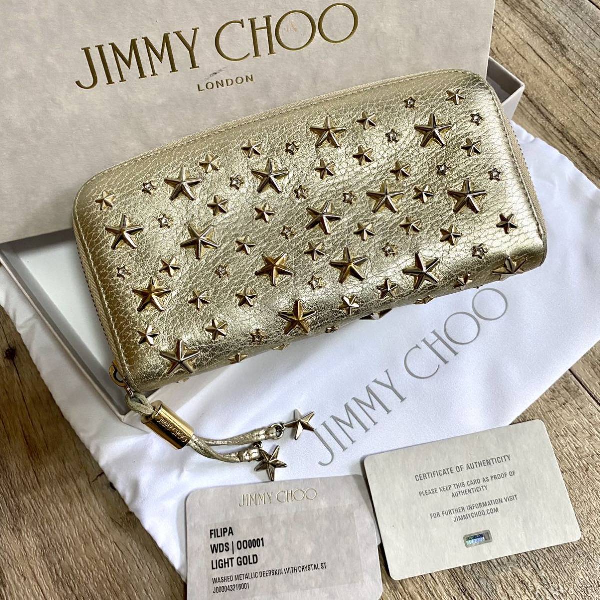 贈り物 ☆新品☆JIMMY CHOO ジミーチュウ 長財布 レザー FILIPA WDS