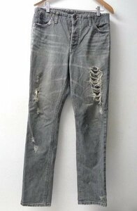 *AndA And A damage processing crash Denim pants size 44 gray series 