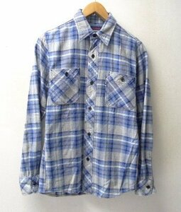 ◆HRM BLUEBLUE ブルーブルー INDIGO DYE ヘビーウエイト チェック シャツ インディゴ サイズ1