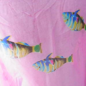 TS 綺麗 KENZO ケンゾー 熱帯魚柄 シルク スカーフ ピンク 小物の画像3