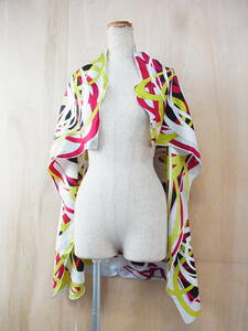 TS beautiful Italy made Emilio Pucci Emilio Pucci pchi pattern silk large size scarf stole yellow group small articles 