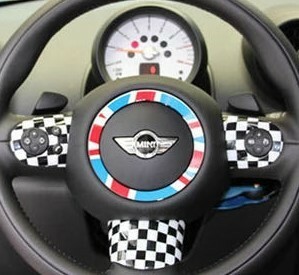 デザイン性UP♪ ステアリング スイッチ カバー BMW MINI チェッカー ミニ R60 クロスオーバー ワン クーパー クーパーS オール4