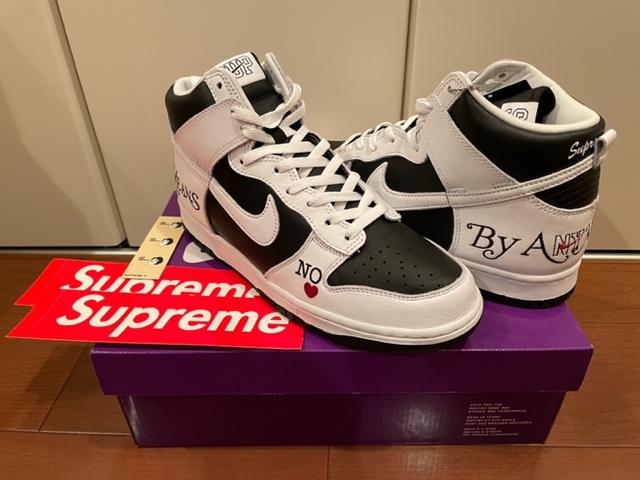 シューズ Supreme - supreme NIKE dunk high 白黒 27.5cmの通販 by