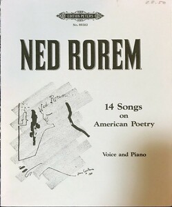 ネッド・ローレム 14 songs on American Poetry 輸入楽譜 ned rorem voice and piano 声楽 ピアノ 洋書