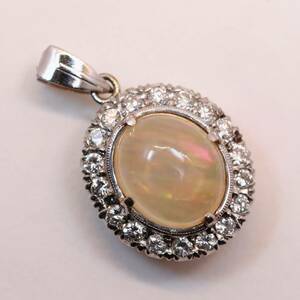 Pt850 fire opal diamond pendant top Mill strike . thousand book@...