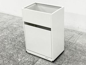 ④ 美品　オカムラ　プランターボックス　プランターダストボックス　キャスター付き　コンパクト　シンプル　収納　オフィス　白