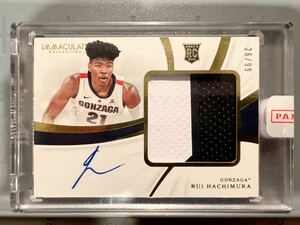 公式シール付 19 Panini Immaculate RC Auto Patch Rui Hachimura 八村塁 直書 ルーキー サイン バスケ ユニフォーム NBA ウィザーズ 来日