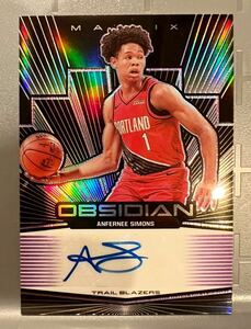 SSP/75 Prizm Auto 19 Panini Obsidian Anfernee Simons アンファーニー・シモンズ NBA サイン ブレイザーズ Blazers ユニフォーム バスケ